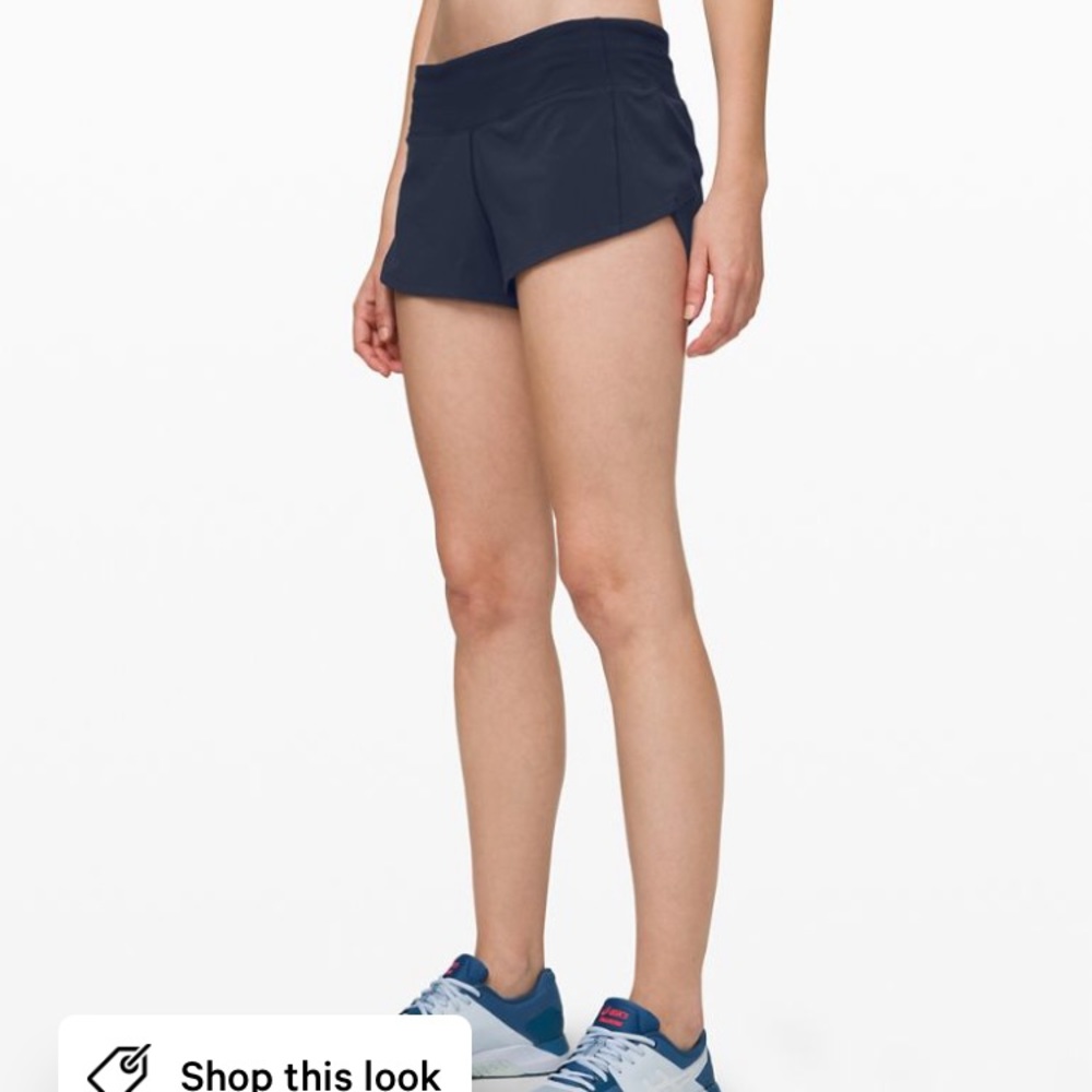 NAVY LULULEMON SPEED UP LOW RISE LINED SHORTS 2.5”